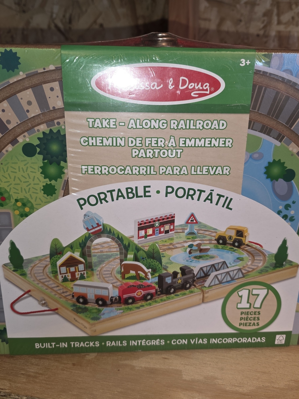 Melissa & Doug Take-Along Railroad Toy Set - Green & Multicolor